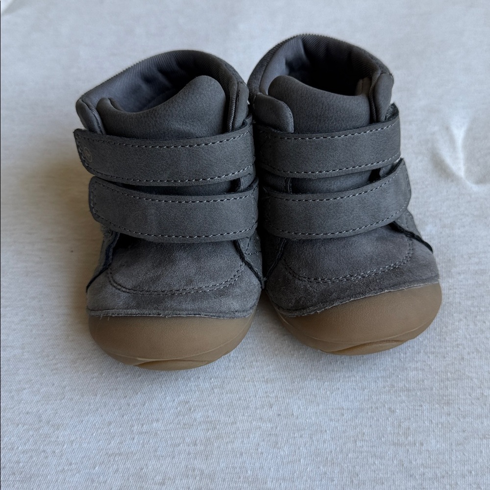 Stride Rite Soft Motion Gray and Tan Baby Shoes with Velcro Straps